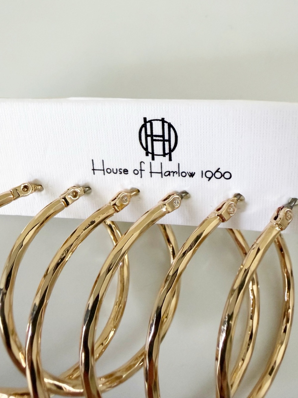 House Of Harlow 1960 Gold Tone Hoop Earrings Various Sizes New - Picture 2 of 6